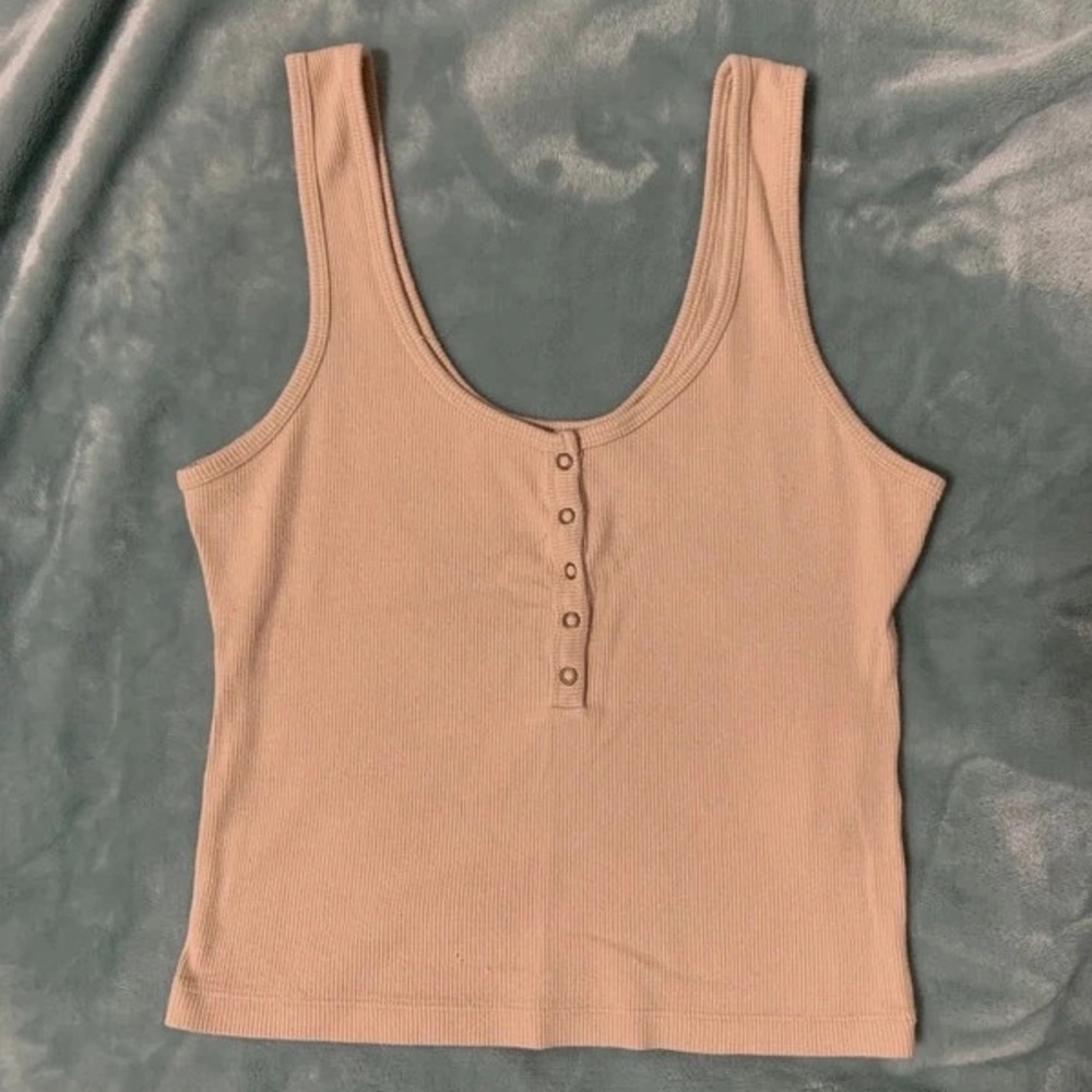 Sleek Beige Ribbed Tank Top